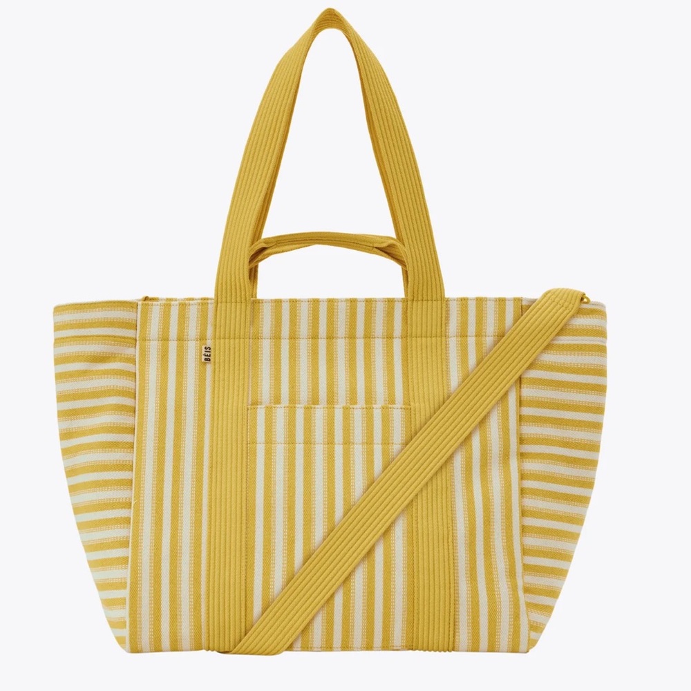 Beis the vacation tote in honey stripe